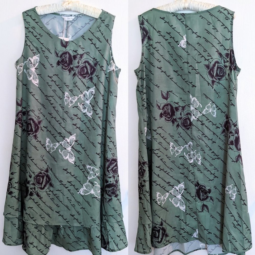 TENDENCY ✨ Green Floral Butterfly Dress